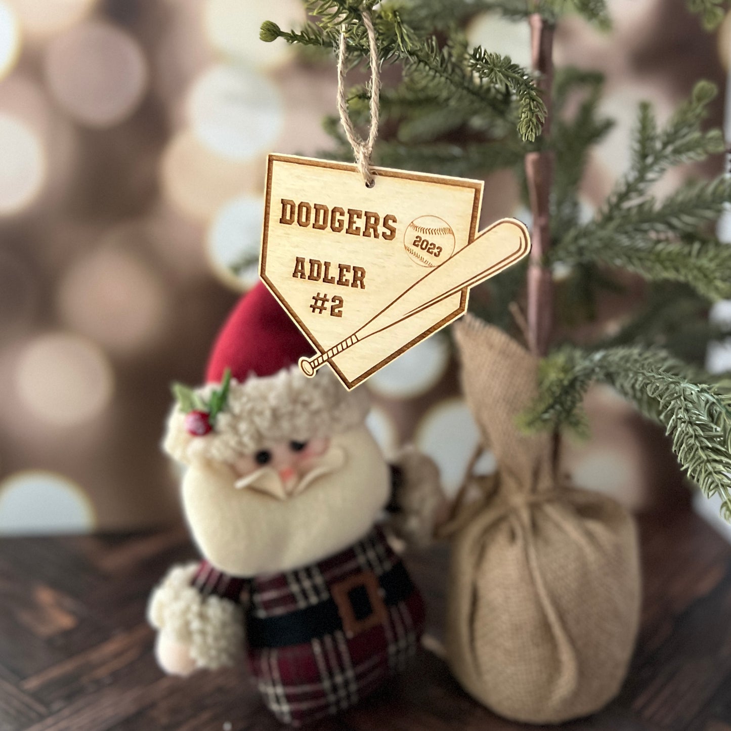 Personalized Wooden Baseball Christmas Ornament