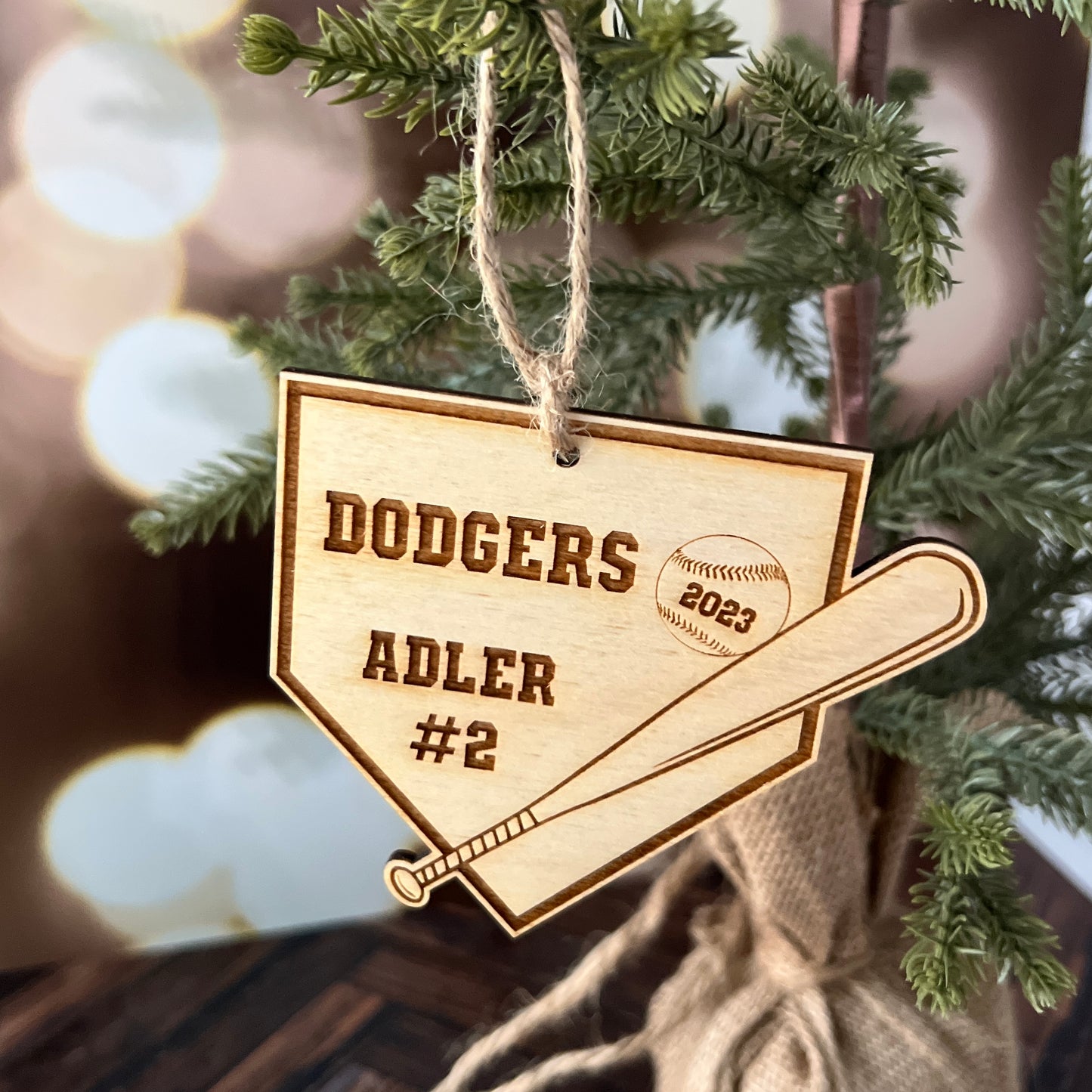 Personalized Wooden Baseball Christmas Ornament