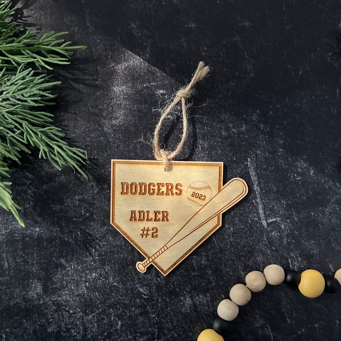 Personalized Wooden Baseball Christmas Ornament