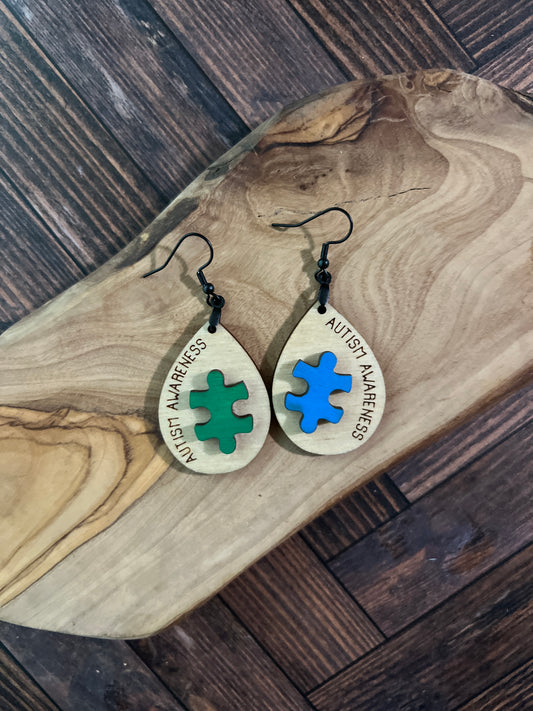 Autism Awarness Puzzle Piece Earrings