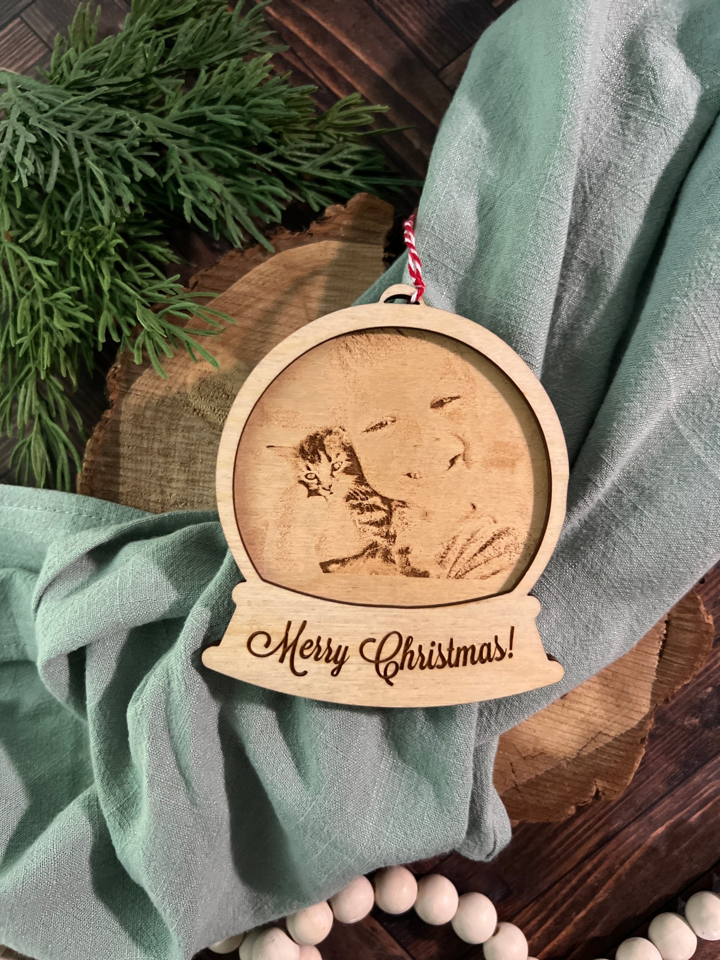 Snow Globe Photo Engraved Ornament