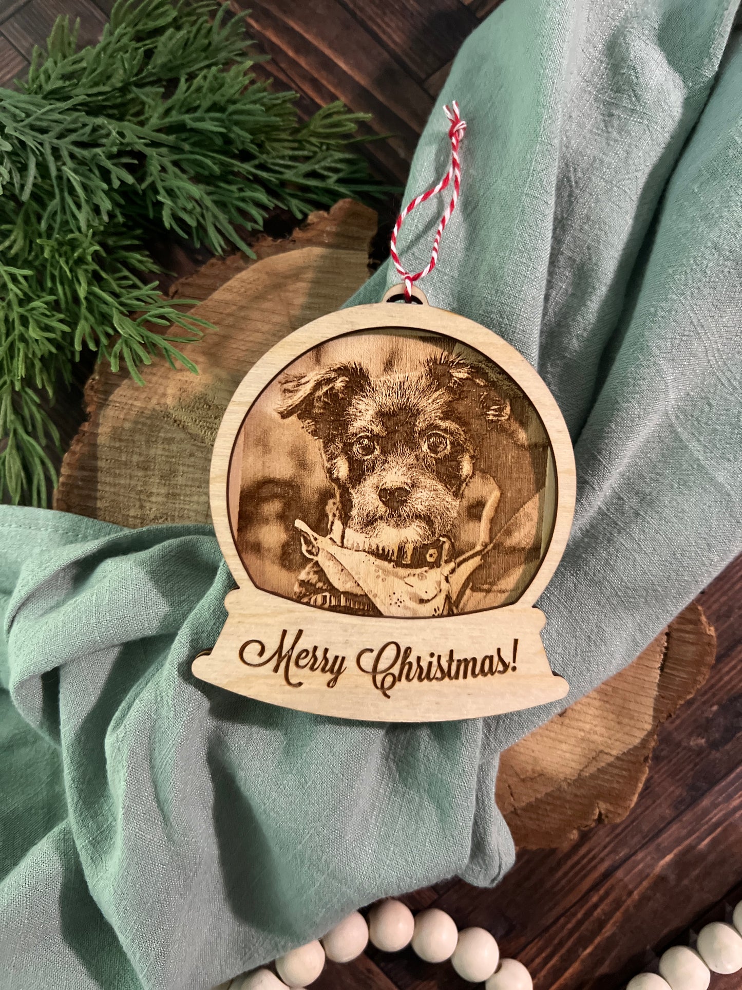 Snow Globe Photo Engraved Ornament