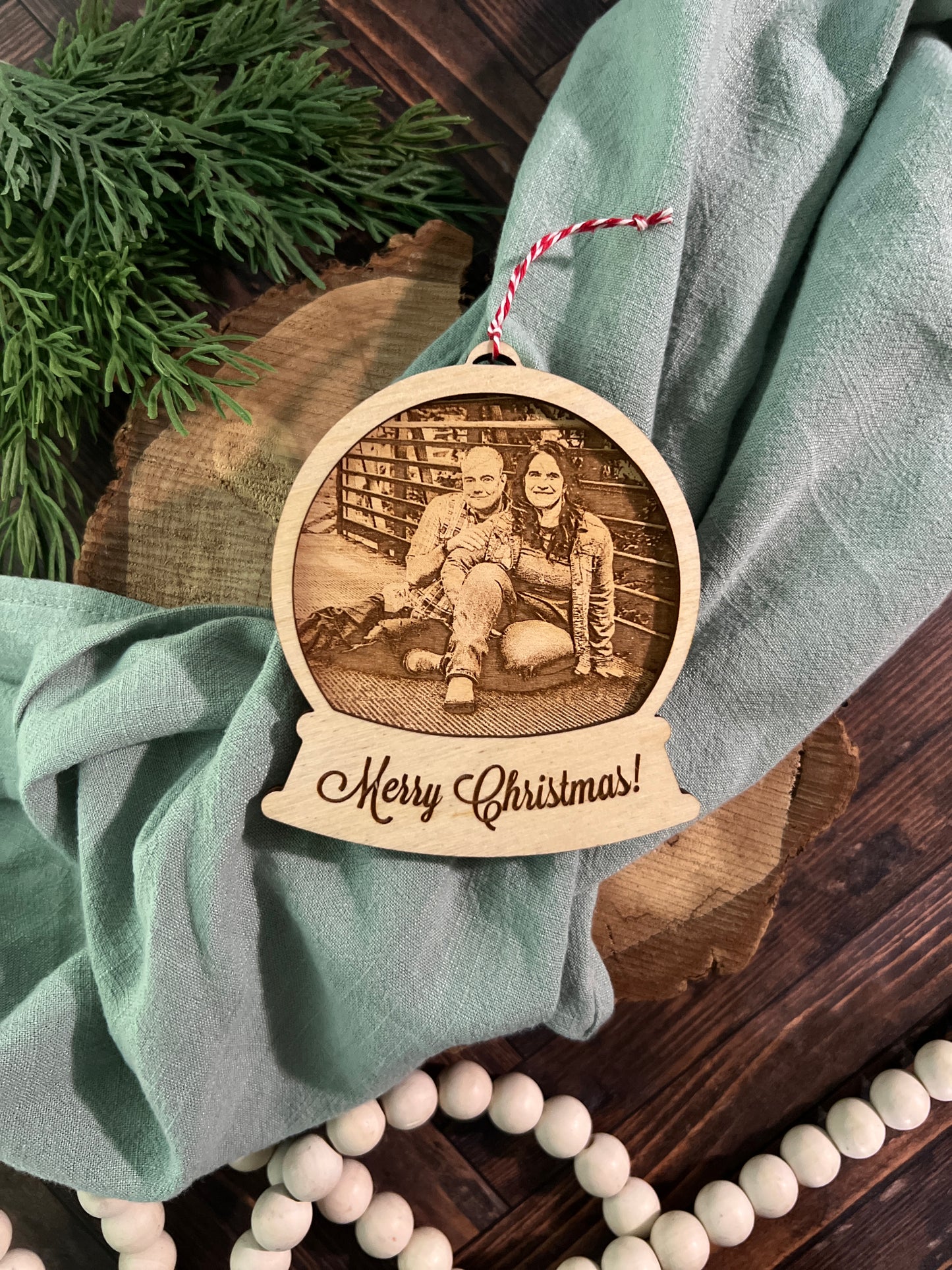 Snow Globe Photo Engraved Ornament