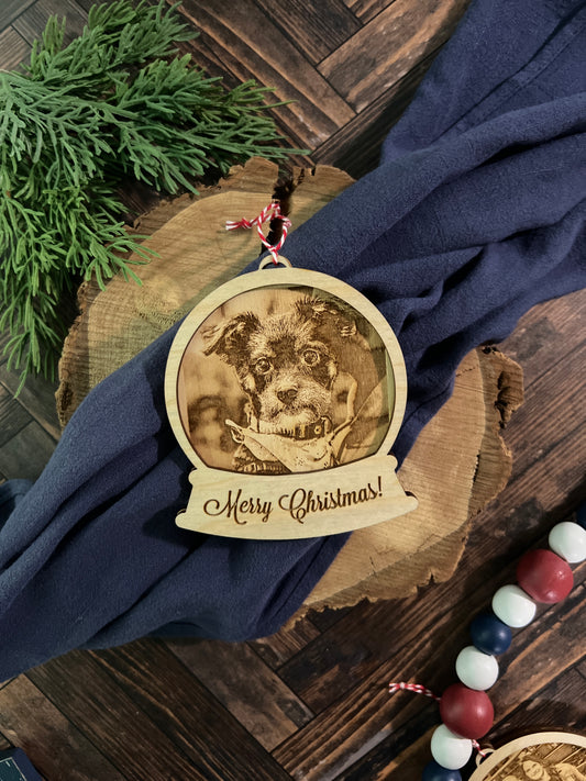 Snow Globe Photo Engraved Ornament