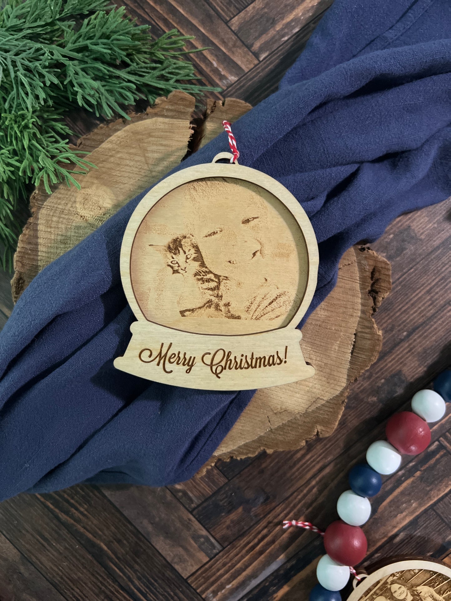 Snow Globe Photo Engraved Ornament