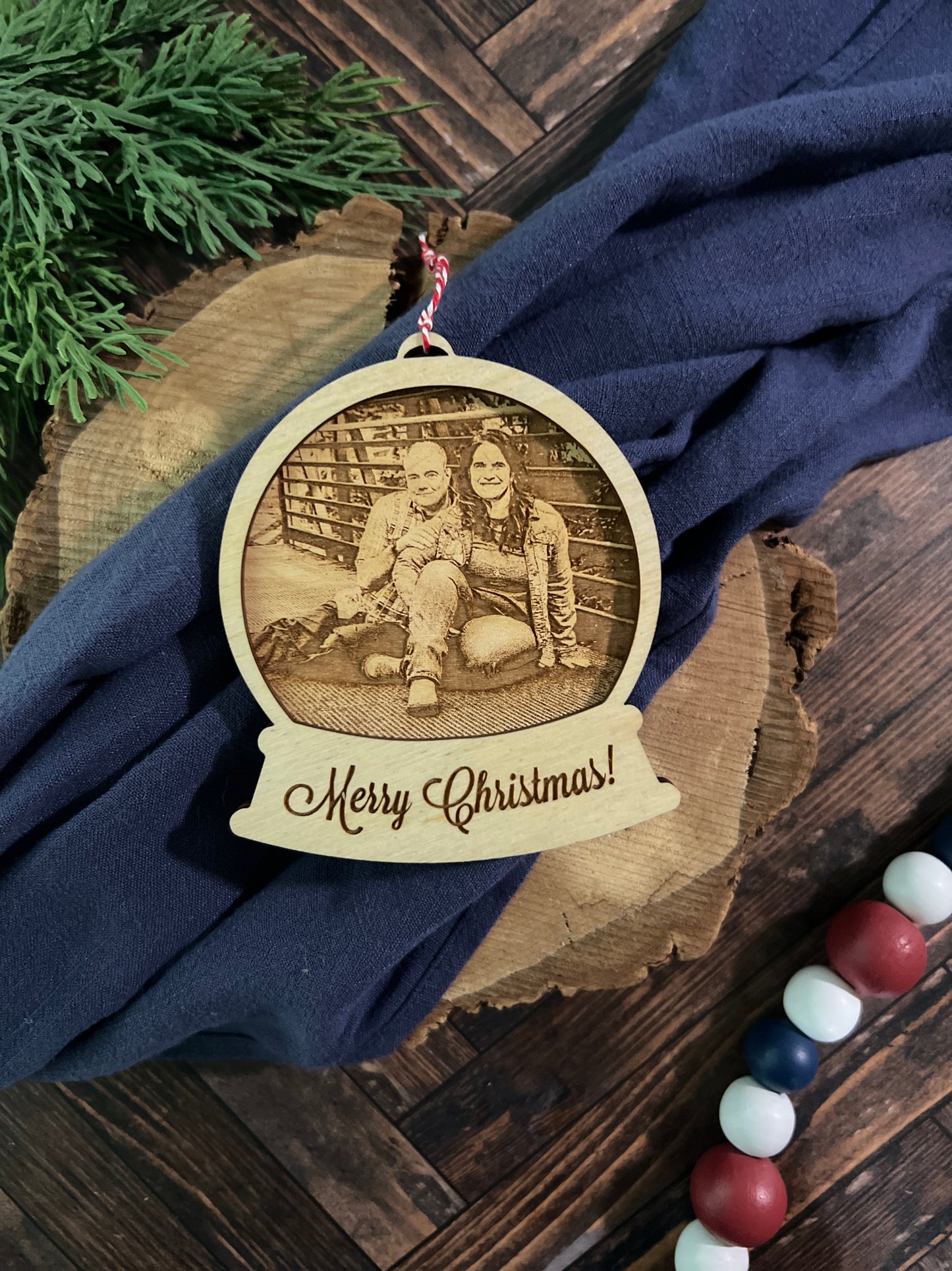 Snow Globe Photo Engraved Ornament