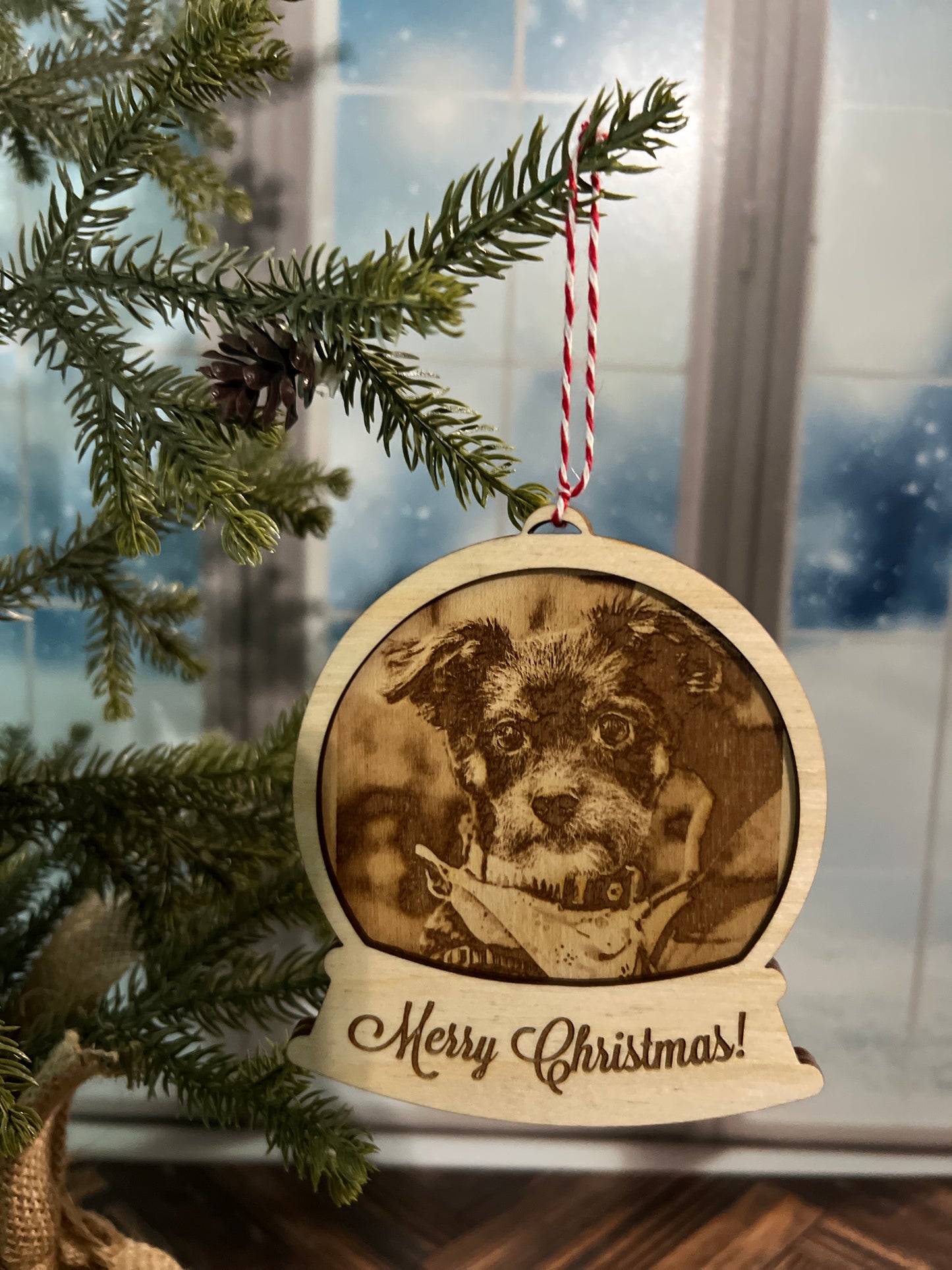 Snow Globe Photo Engraved Ornament