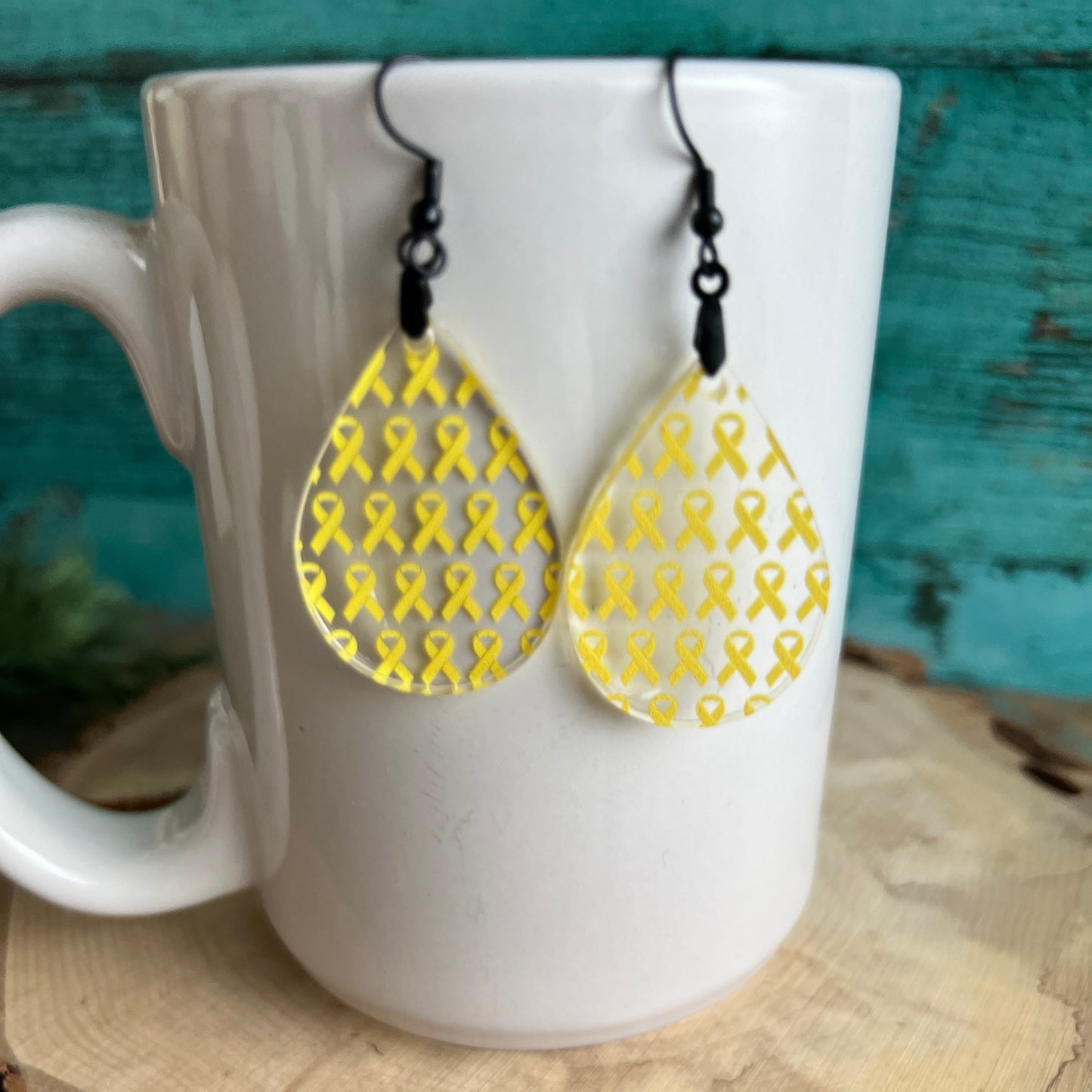 Yellow Ribbon Awareness Acrylic Earrings