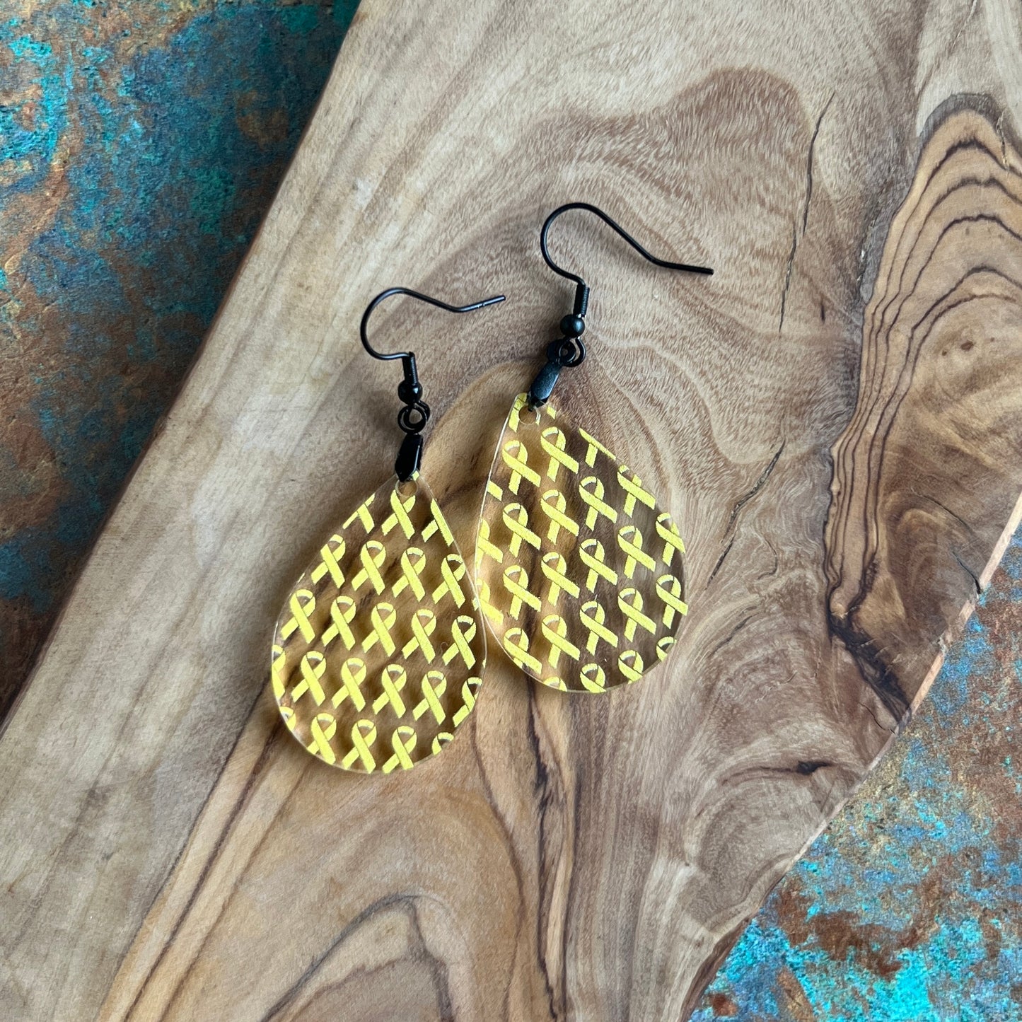 Yellow Ribbon Awareness Acrylic Earrings