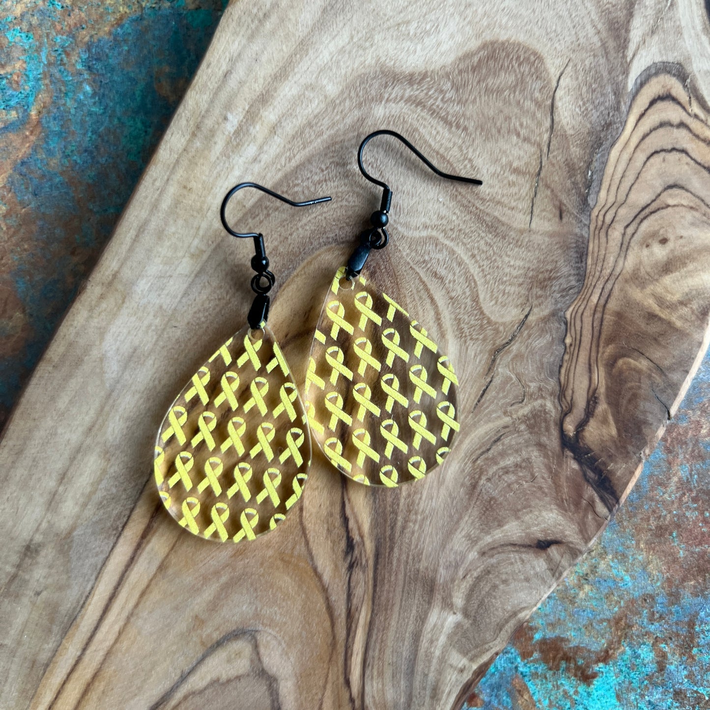 Yellow Ribbon Awareness Acrylic Earrings