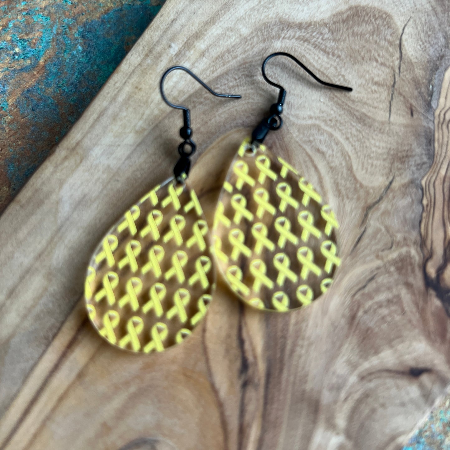 Yellow Ribbon Awareness Acrylic Earrings