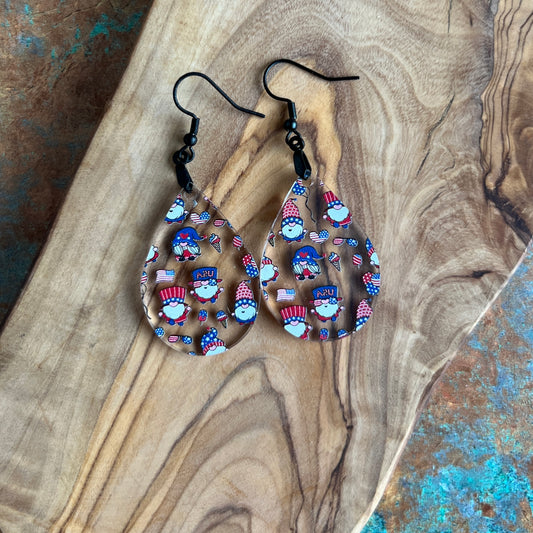 Patriotic Gnome Acrylic Earrings