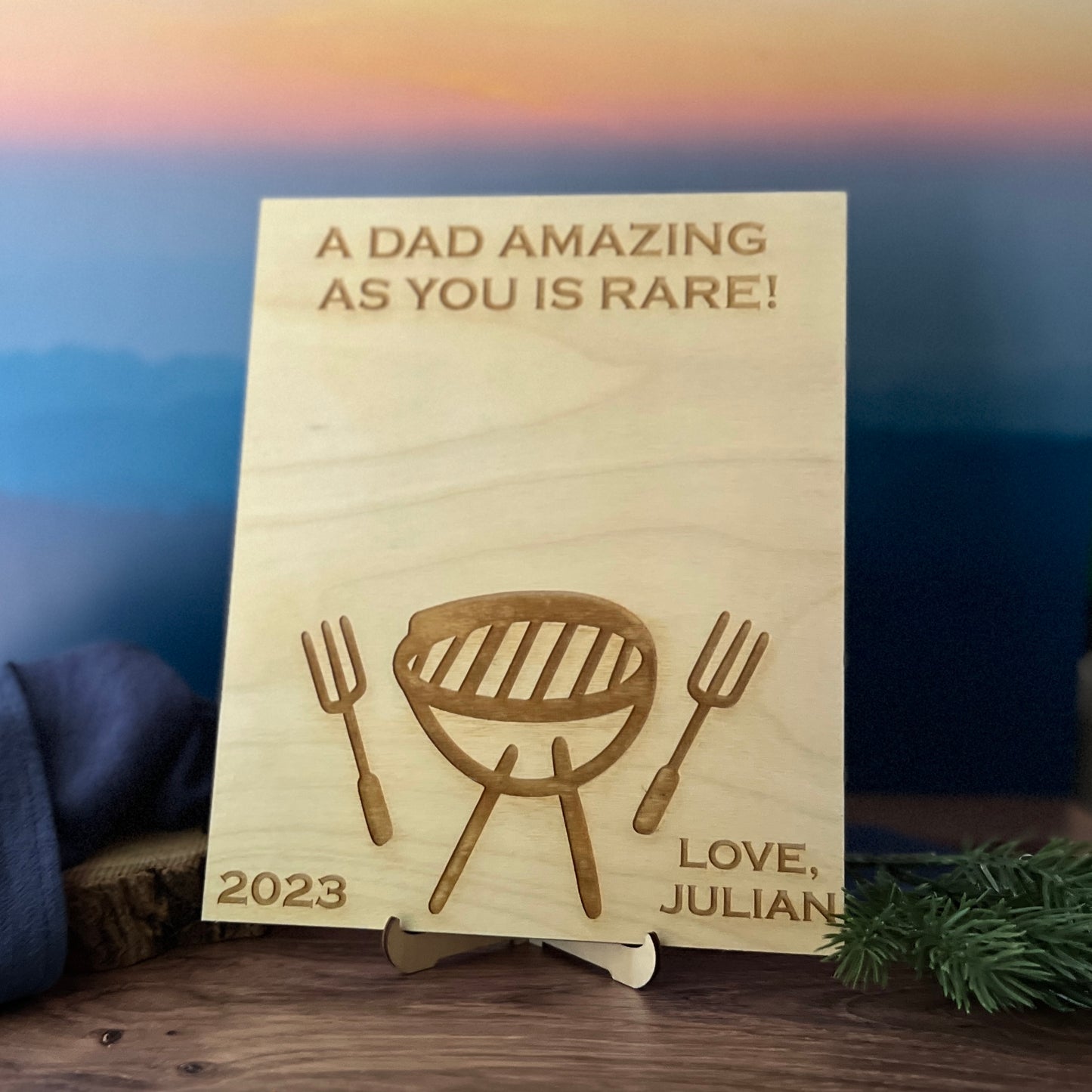 Personalized Father's Day Grill BBQ Handprint Wood Sign