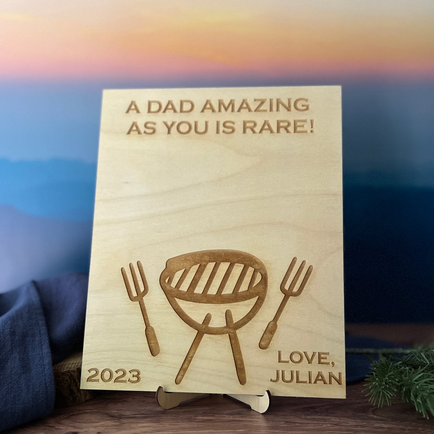 Personalized Father's Day Grill BBQ Handprint Wood Sign