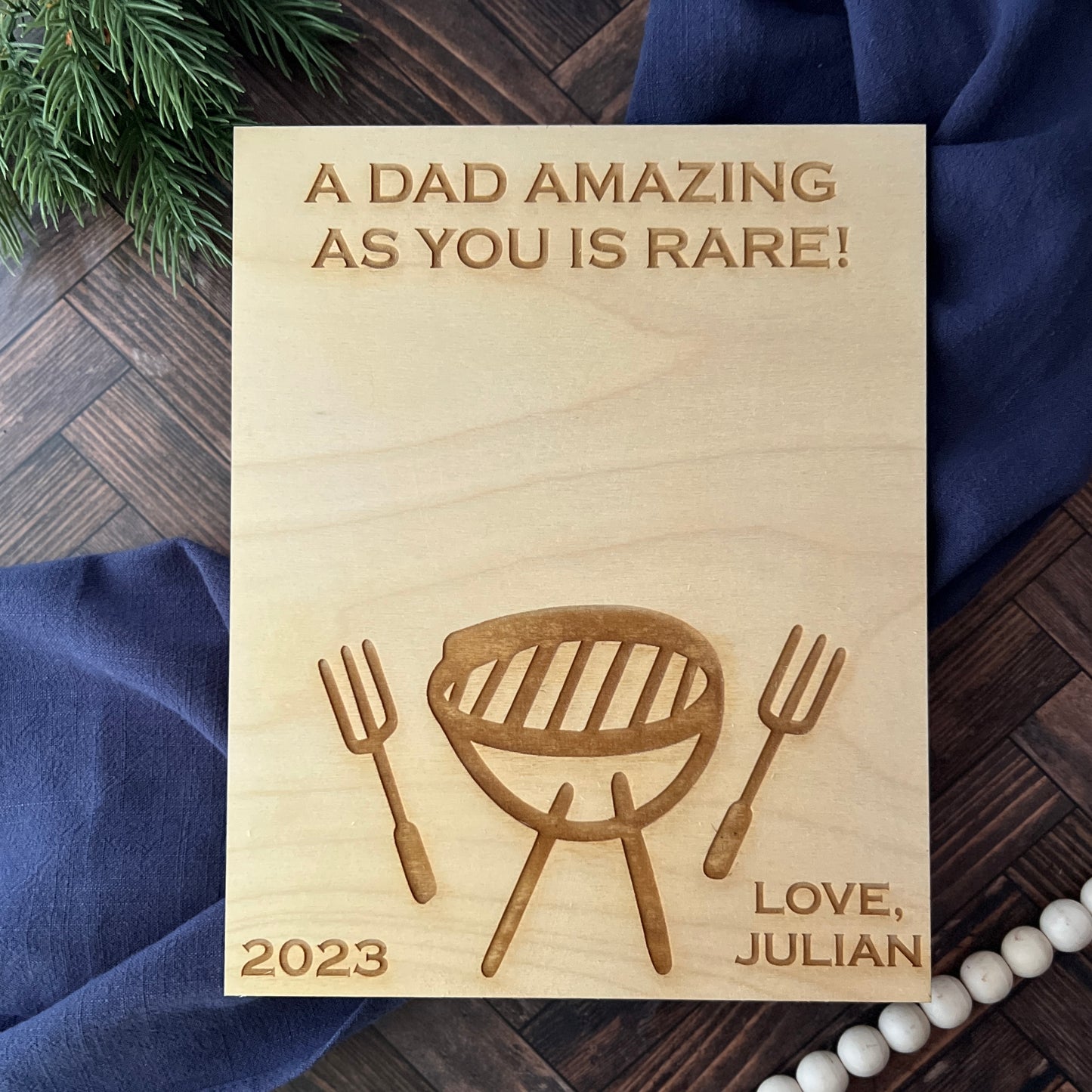 Personalized Father's Day Grill BBQ Handprint Wood Sign