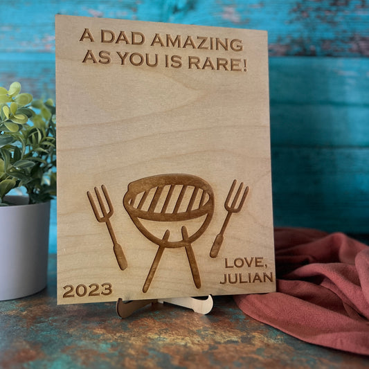 Personalized Father's Day Grill BBQ Handprint Wood Sign