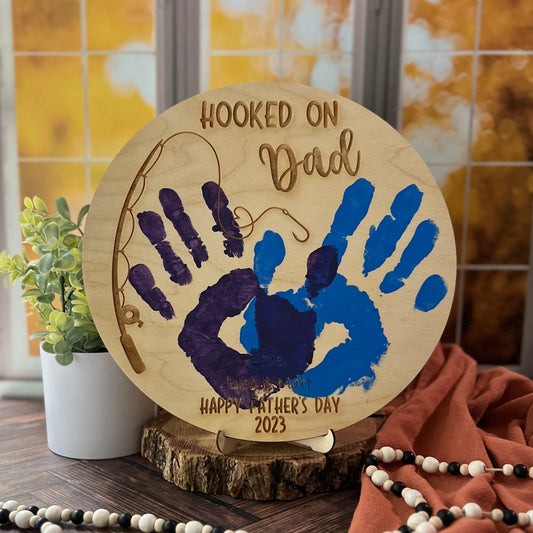 Personalized Hooked On Dad Wooden Sign