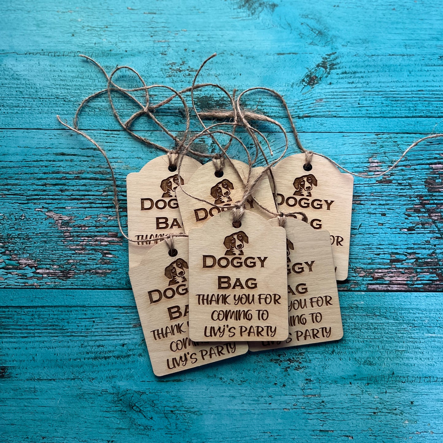 Puppy Birthday Party Wooden Tag