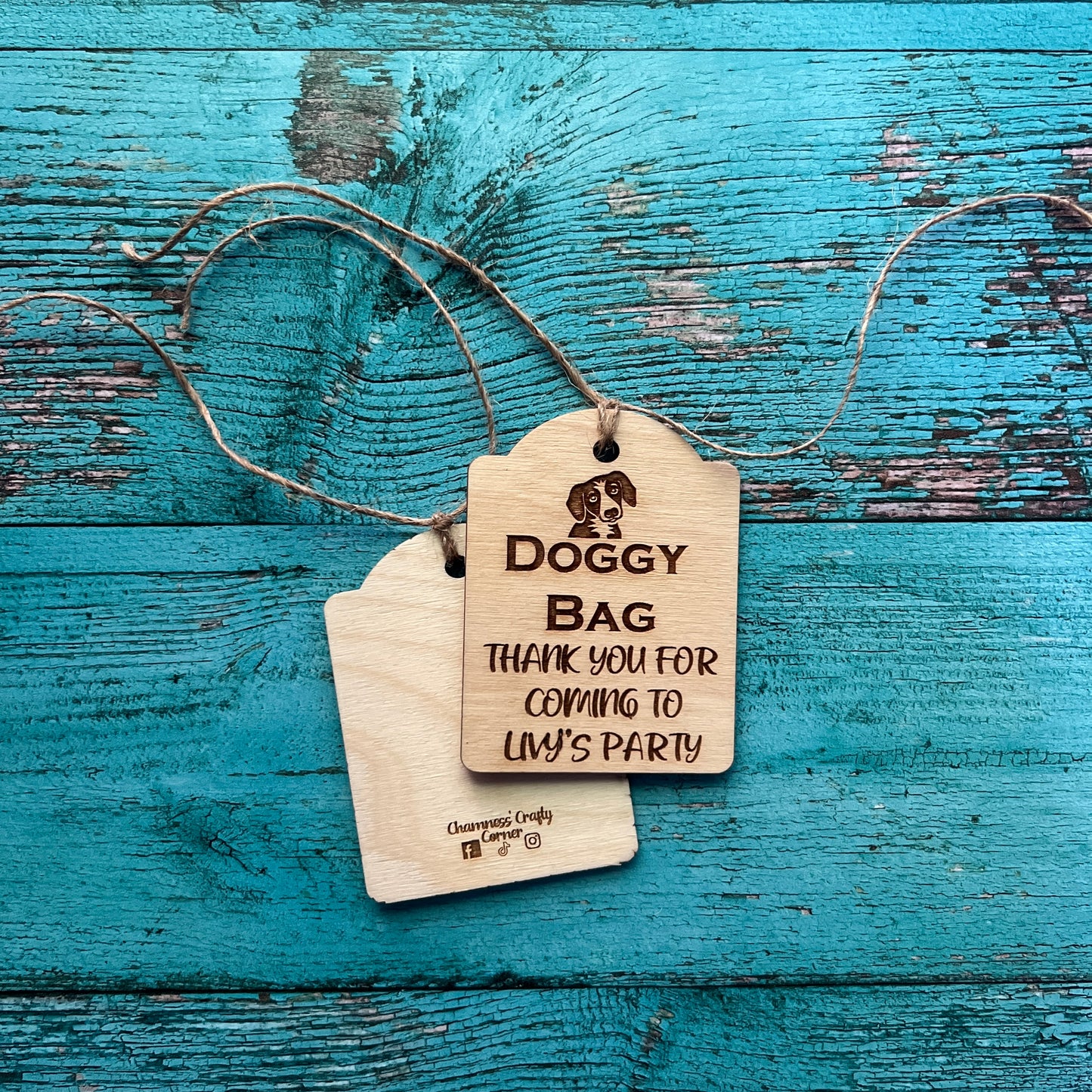 Puppy Birthday Party Wooden Tag