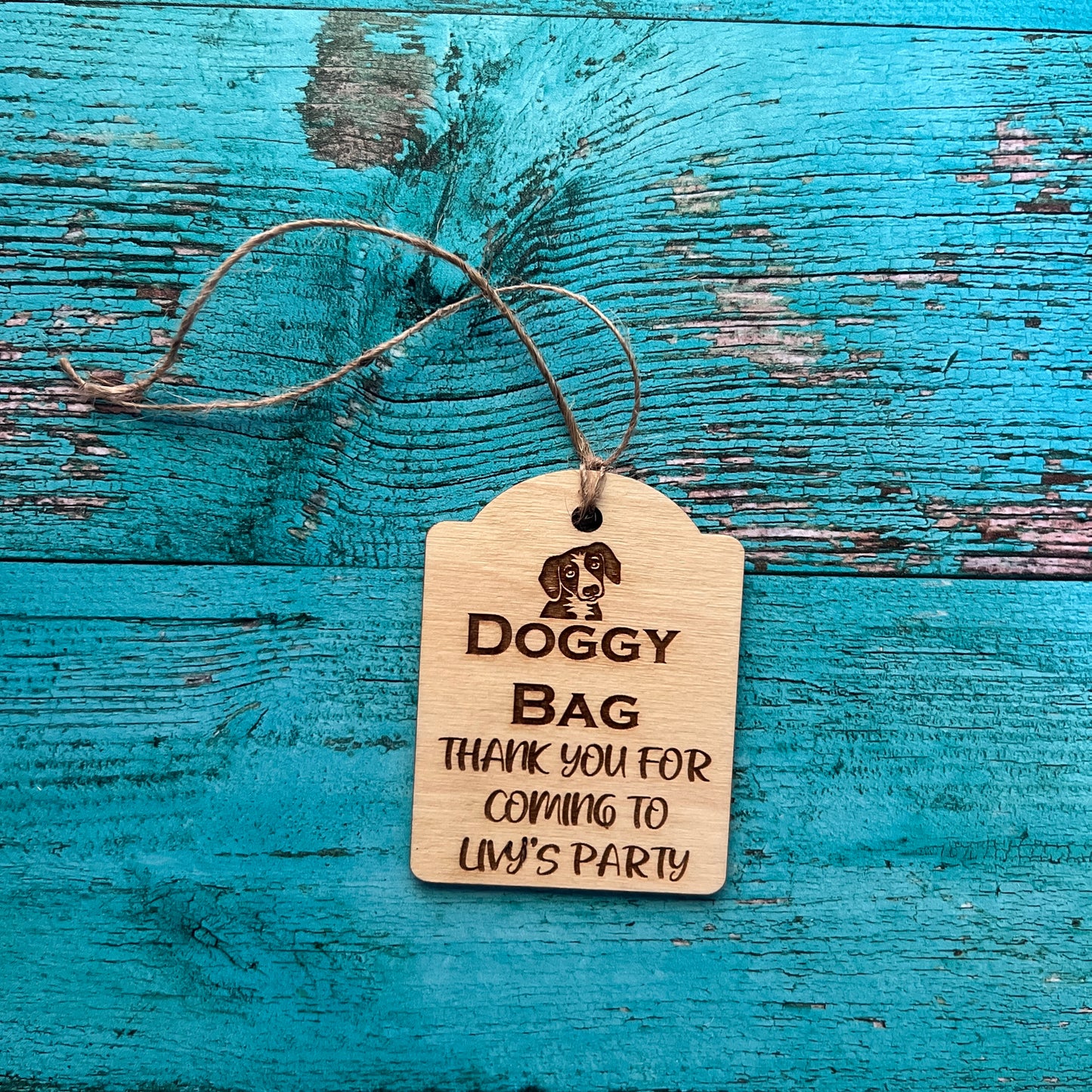 Puppy Birthday Party Wooden Tag