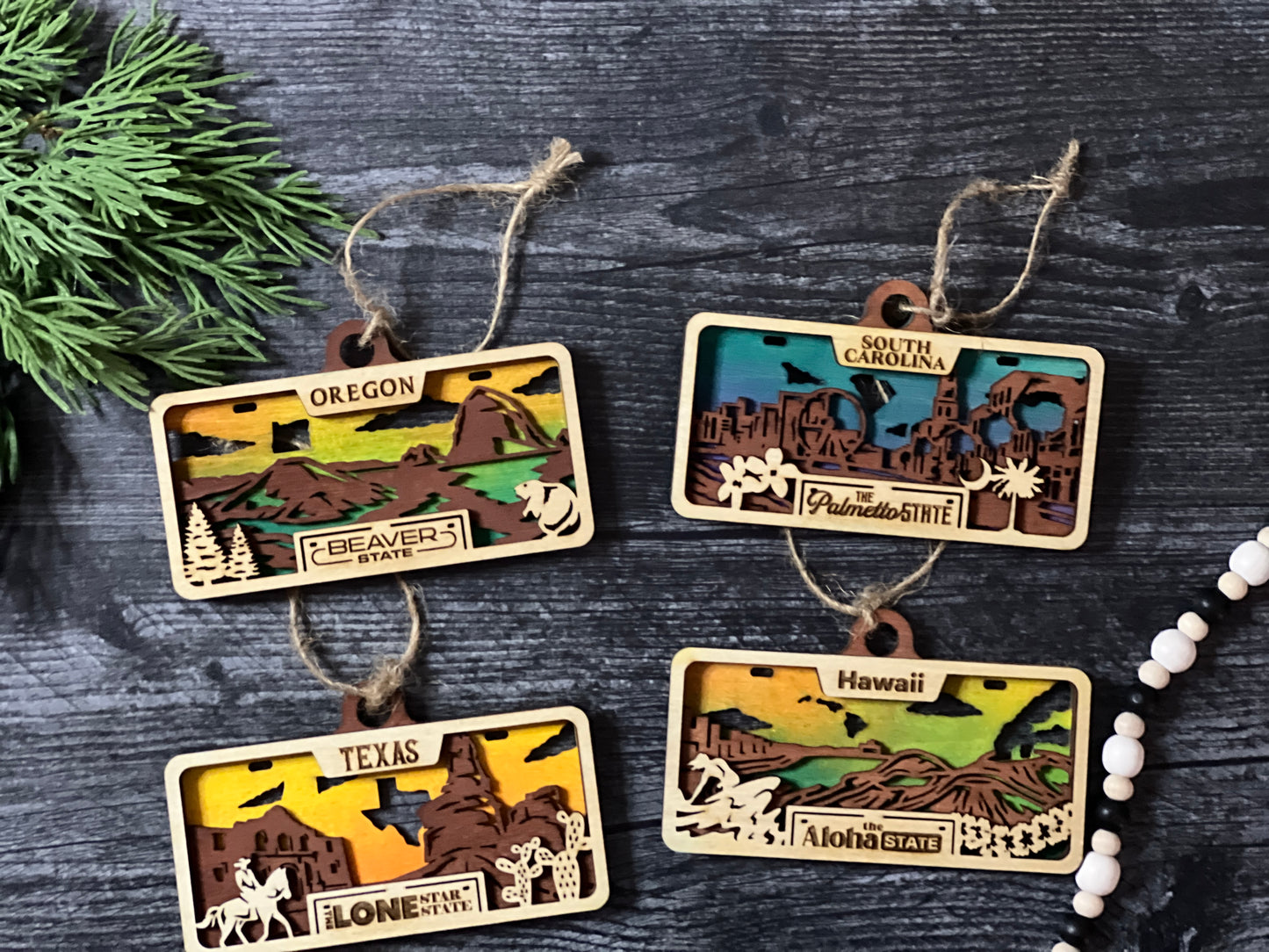 State License Plate Ornaments