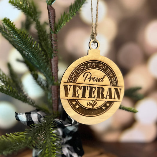 Proud Veteran Wife Christmas Ornament