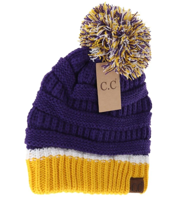 Purple and Gold Wildcat Beanie