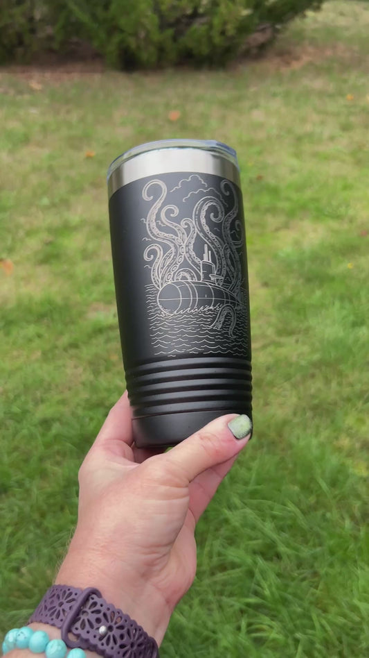 Submarine Kraken Travel Coffee Tumbler