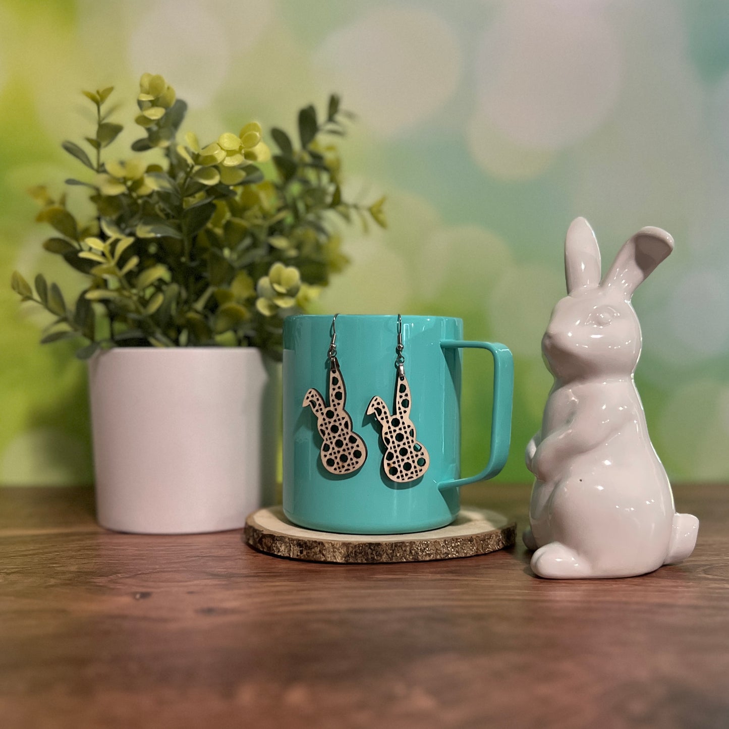 Rattan Easter Bunny Earrings