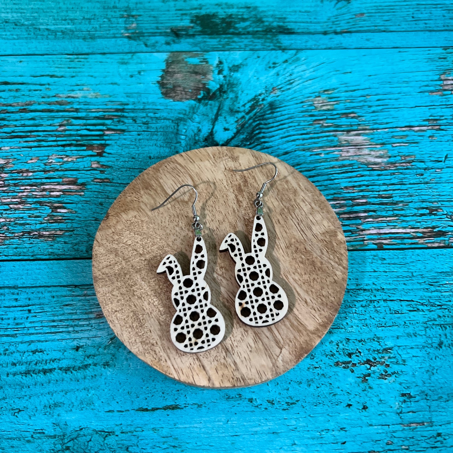 Rattan Easter Bunny Earrings