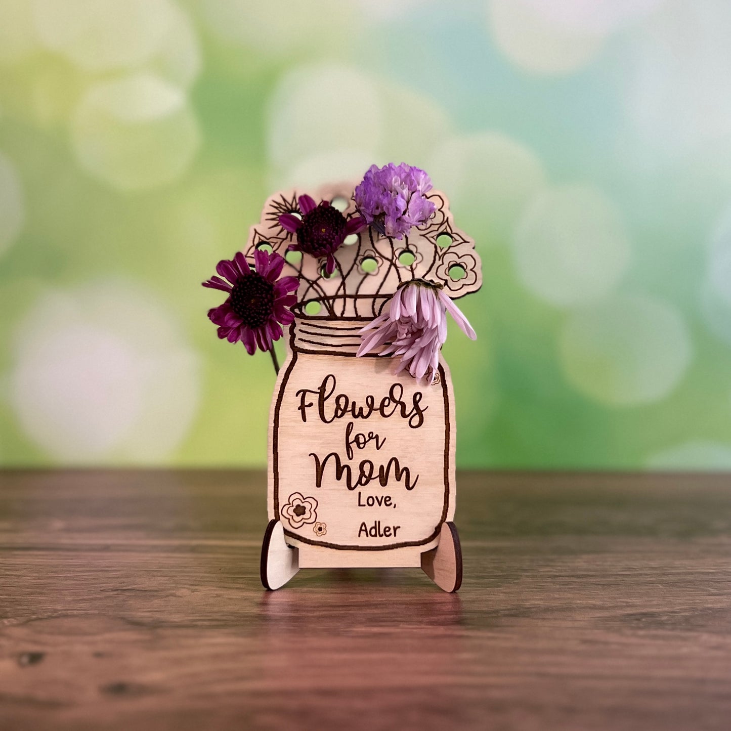 Wooden Flower Holder For Mom