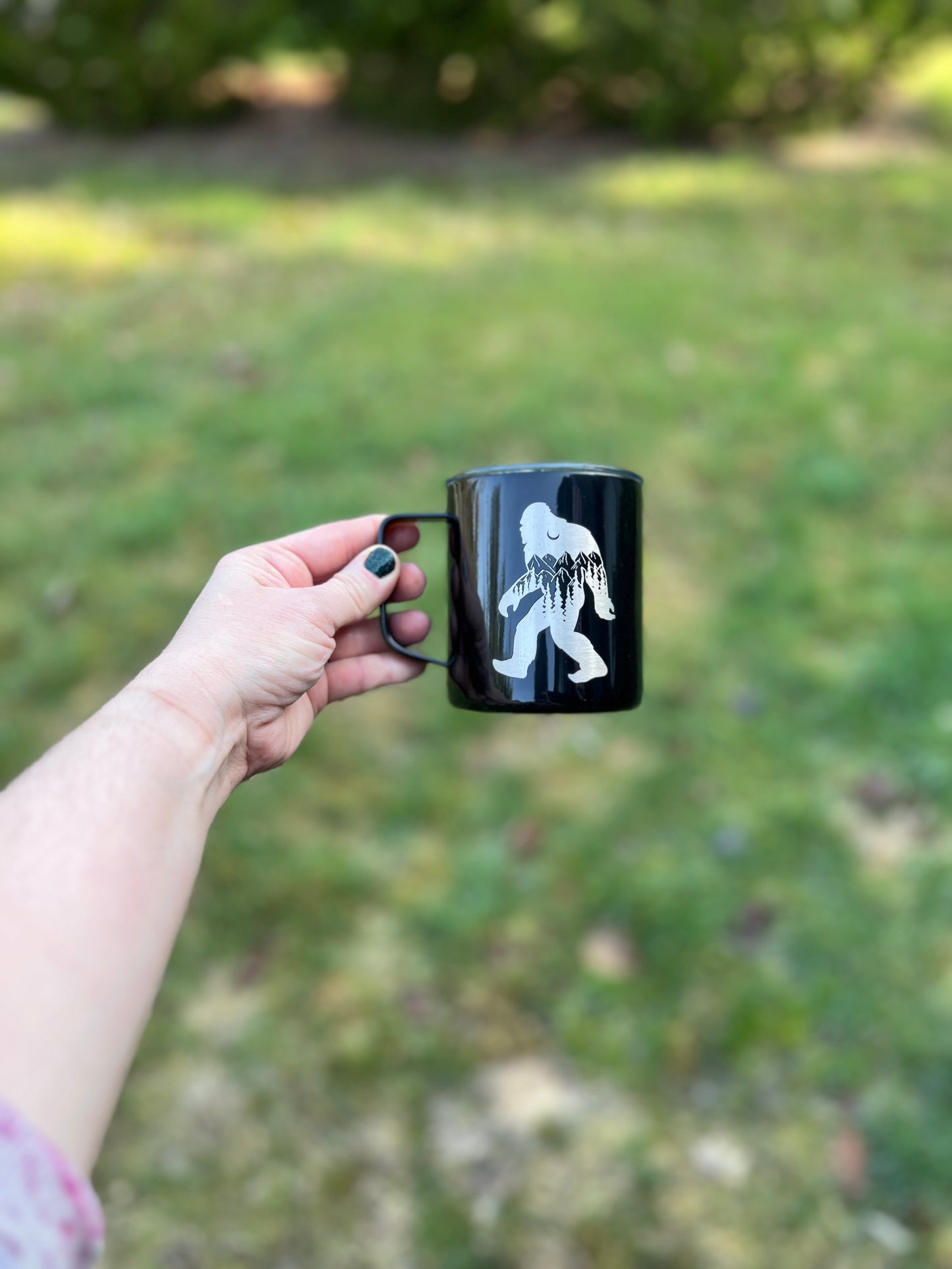 Laser Engraved Bigfoot Travel Coffee Mug