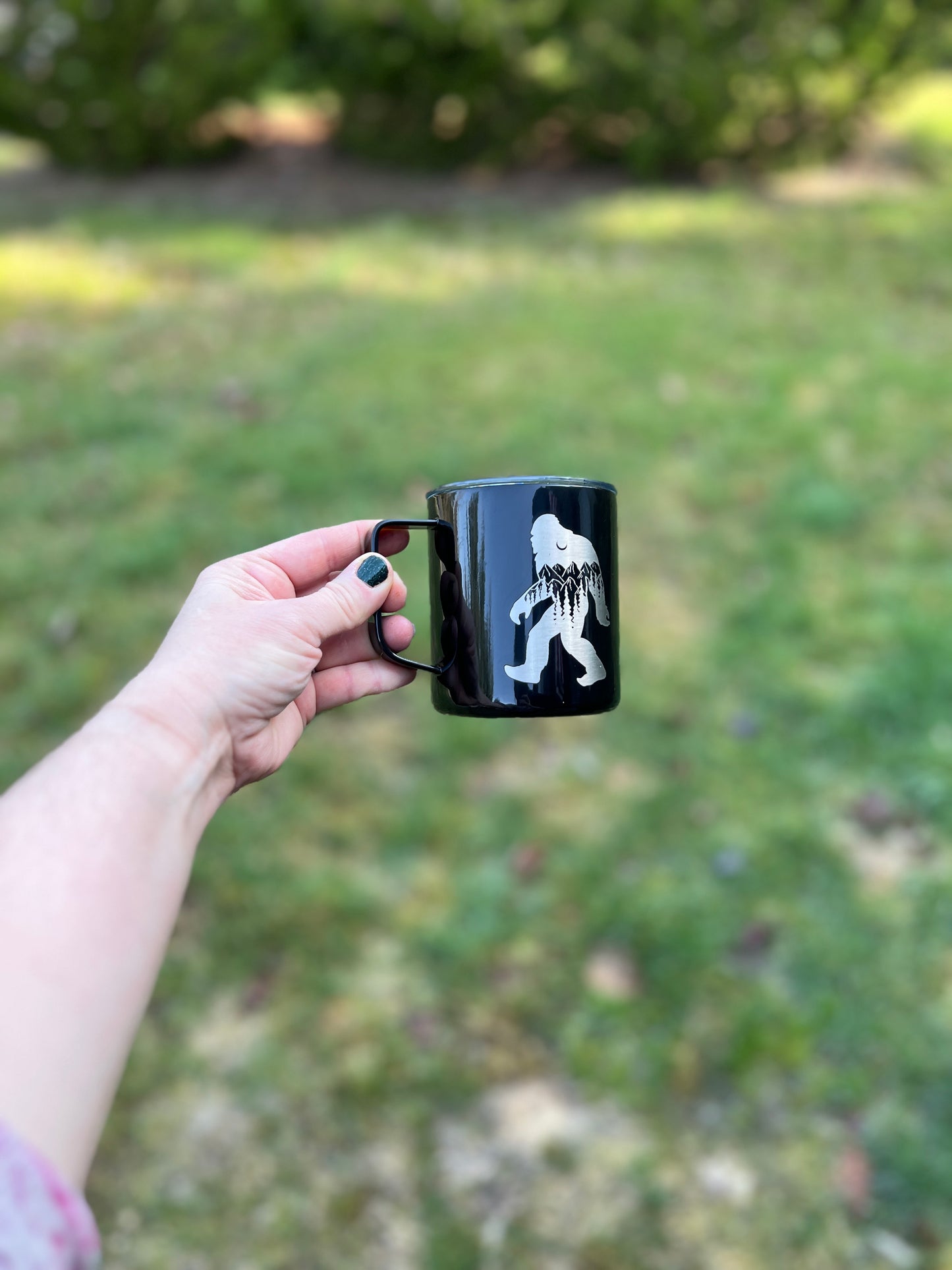 Laser Engraved Bigfoot Travel Coffee Mug