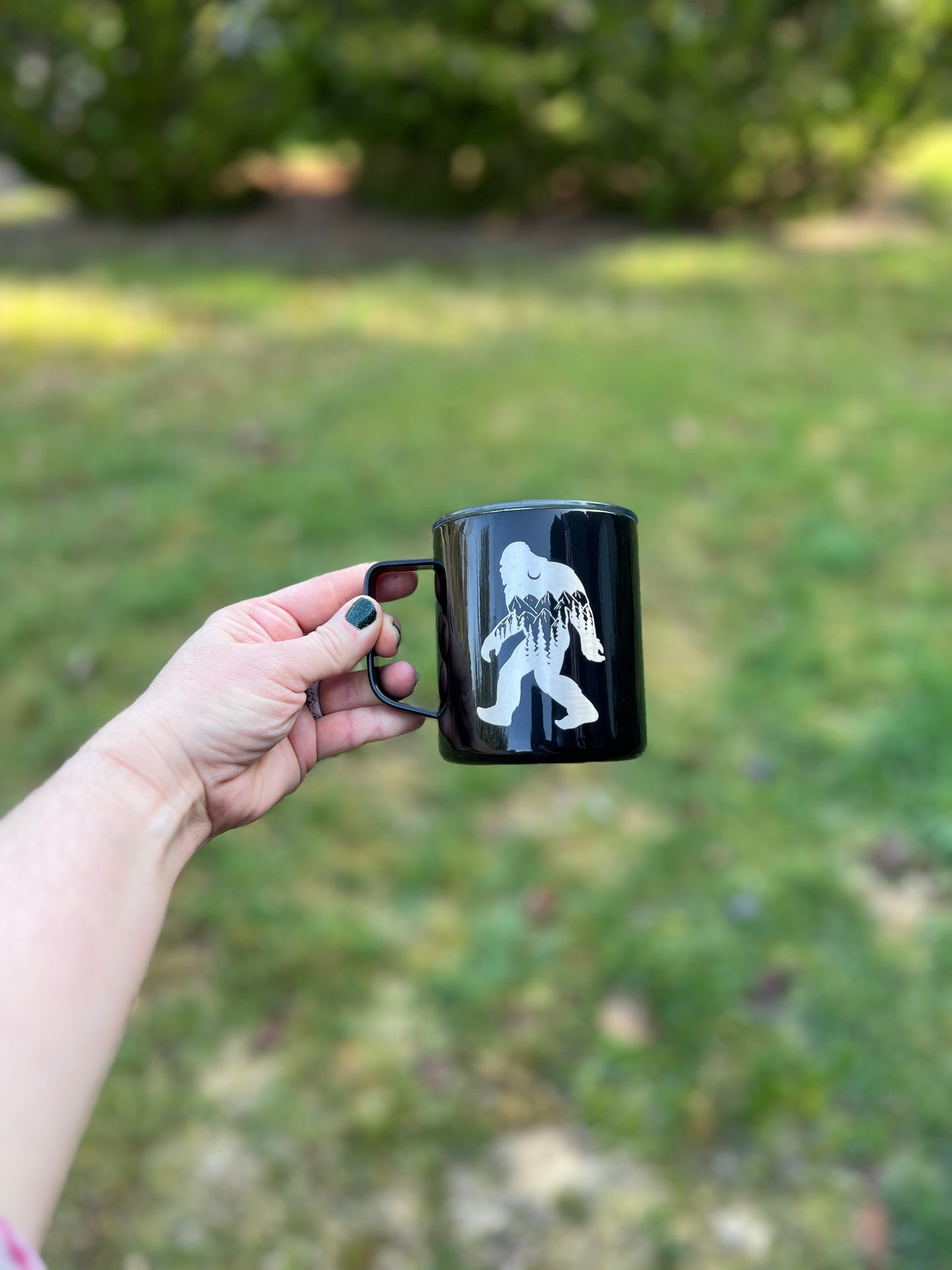 Laser Engraved Bigfoot Travel Coffee Mug