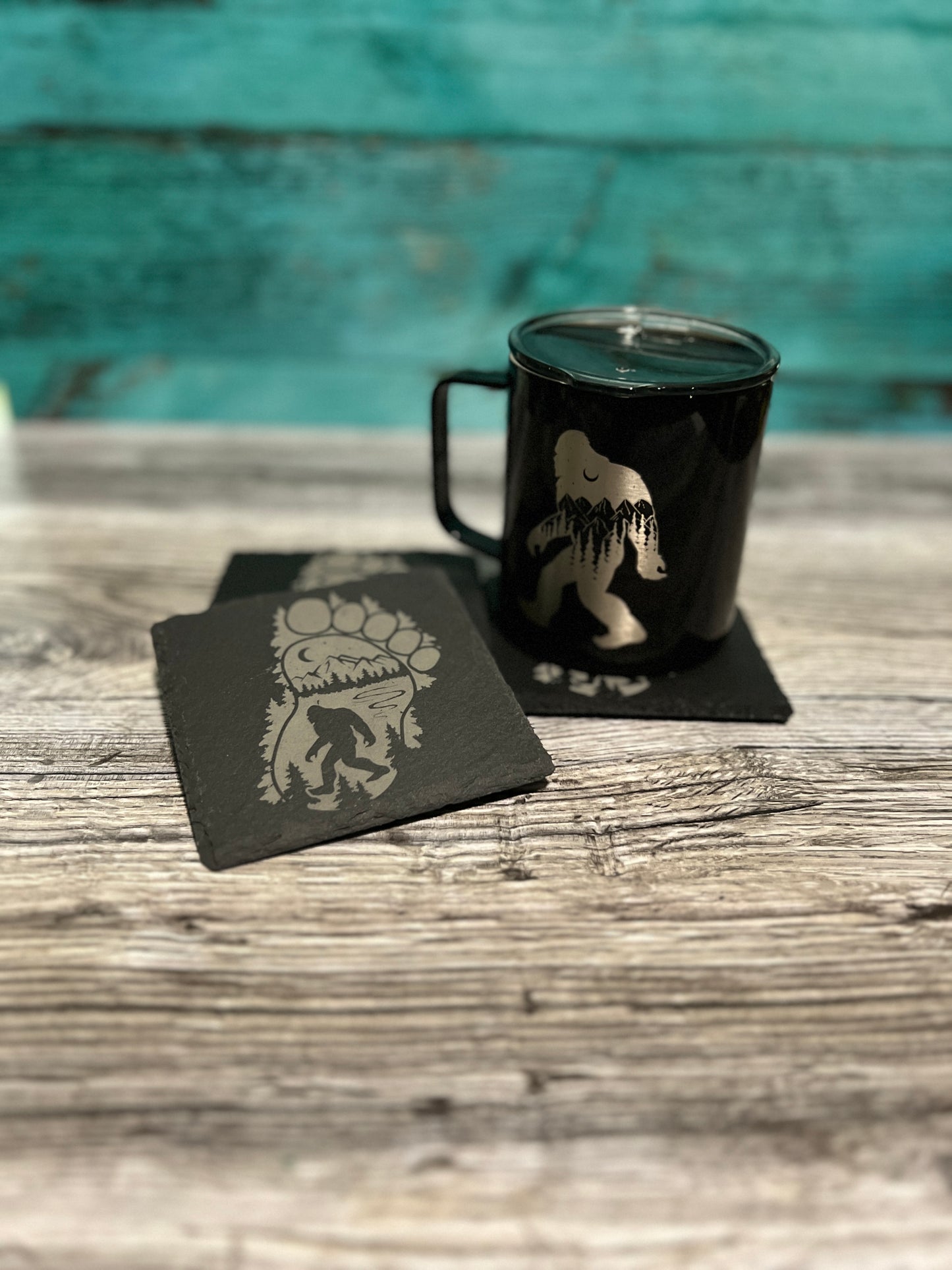 Laser Engraved Bigfoot Travel Coffee Mug