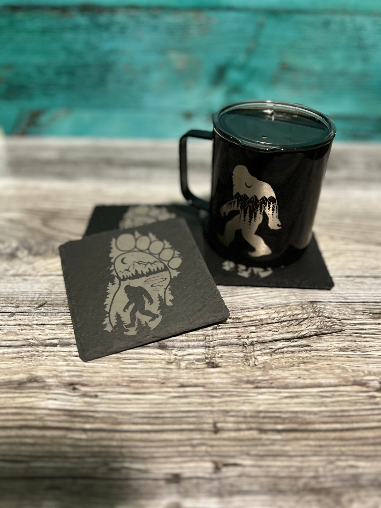 Laser Engraved Bigfoot Travel Coffee Mug