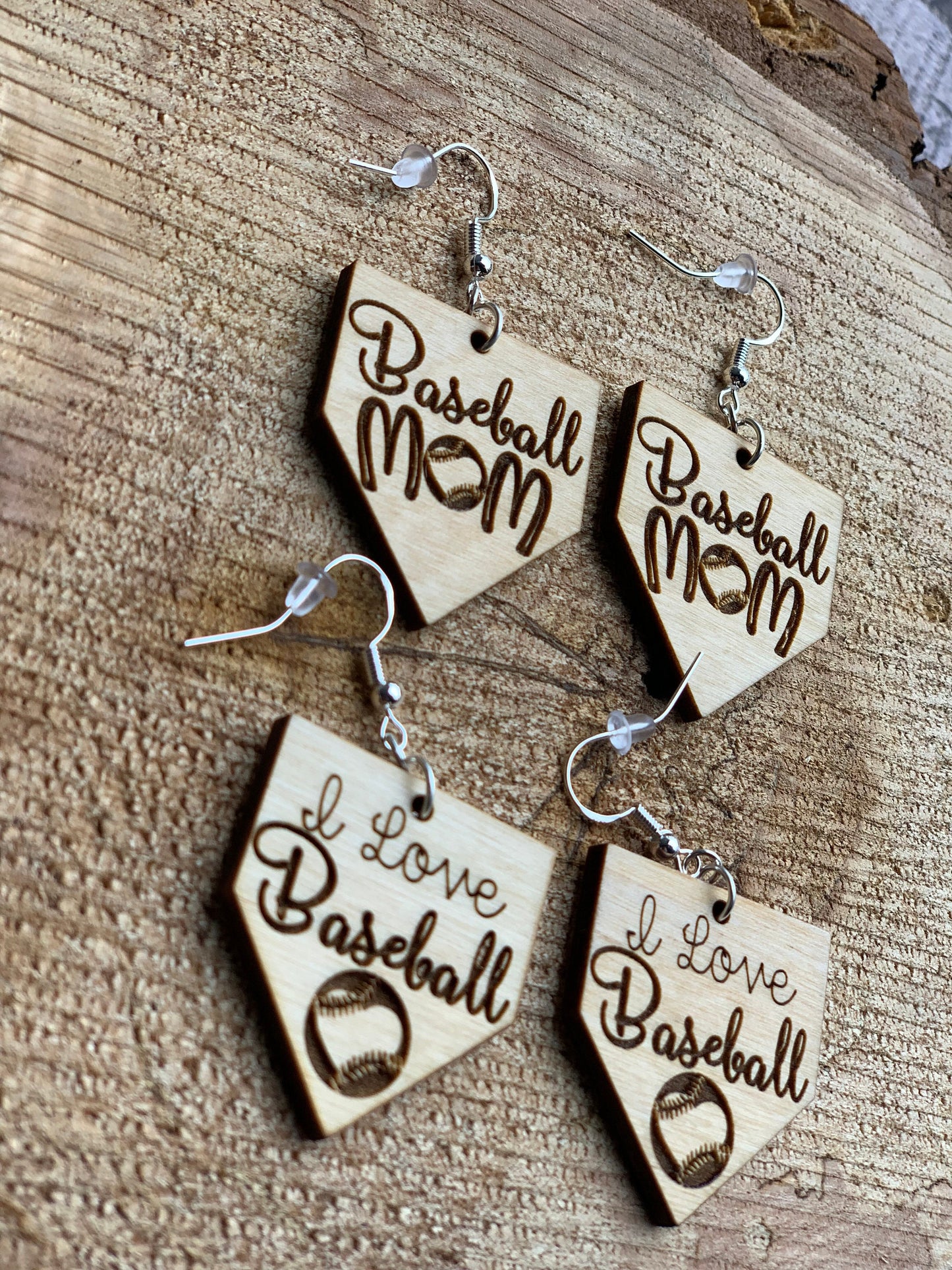 Baseball Wooden Earrings