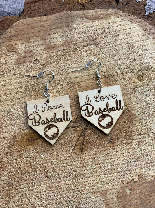 Baseball Wooden Earrings