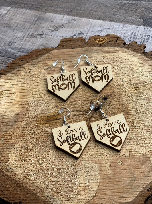 Softball Wooden Earrings