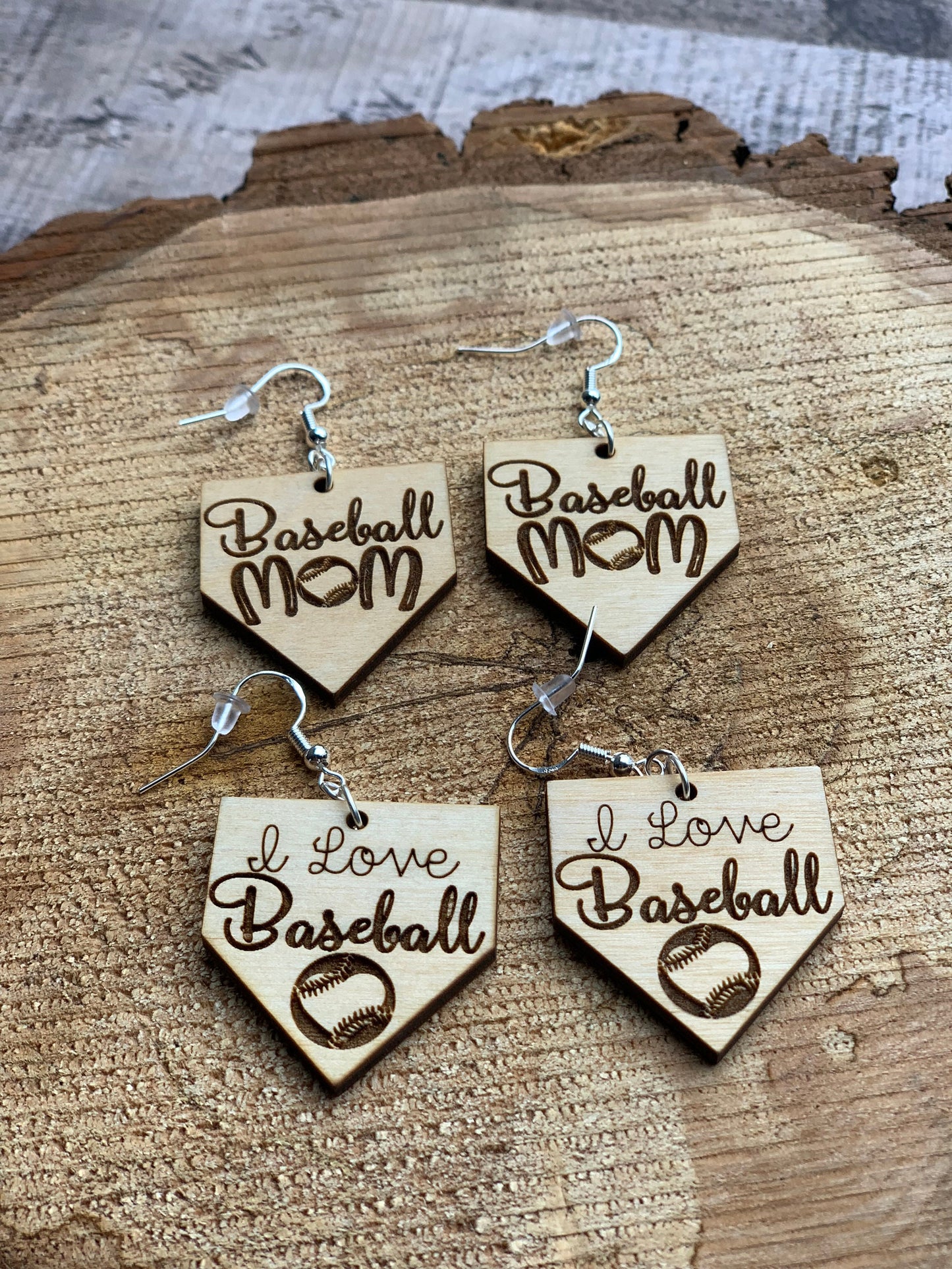 Baseball Wooden Earrings