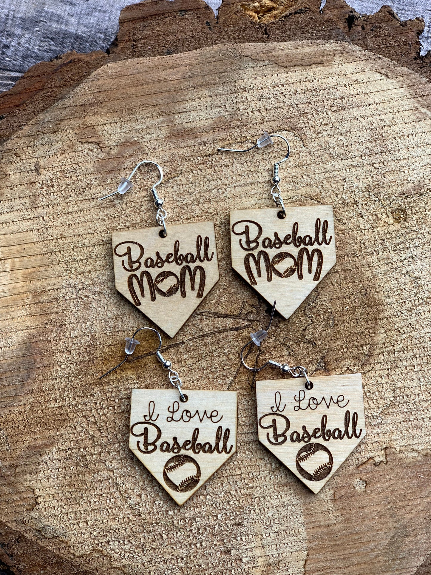 Baseball Wooden Earrings