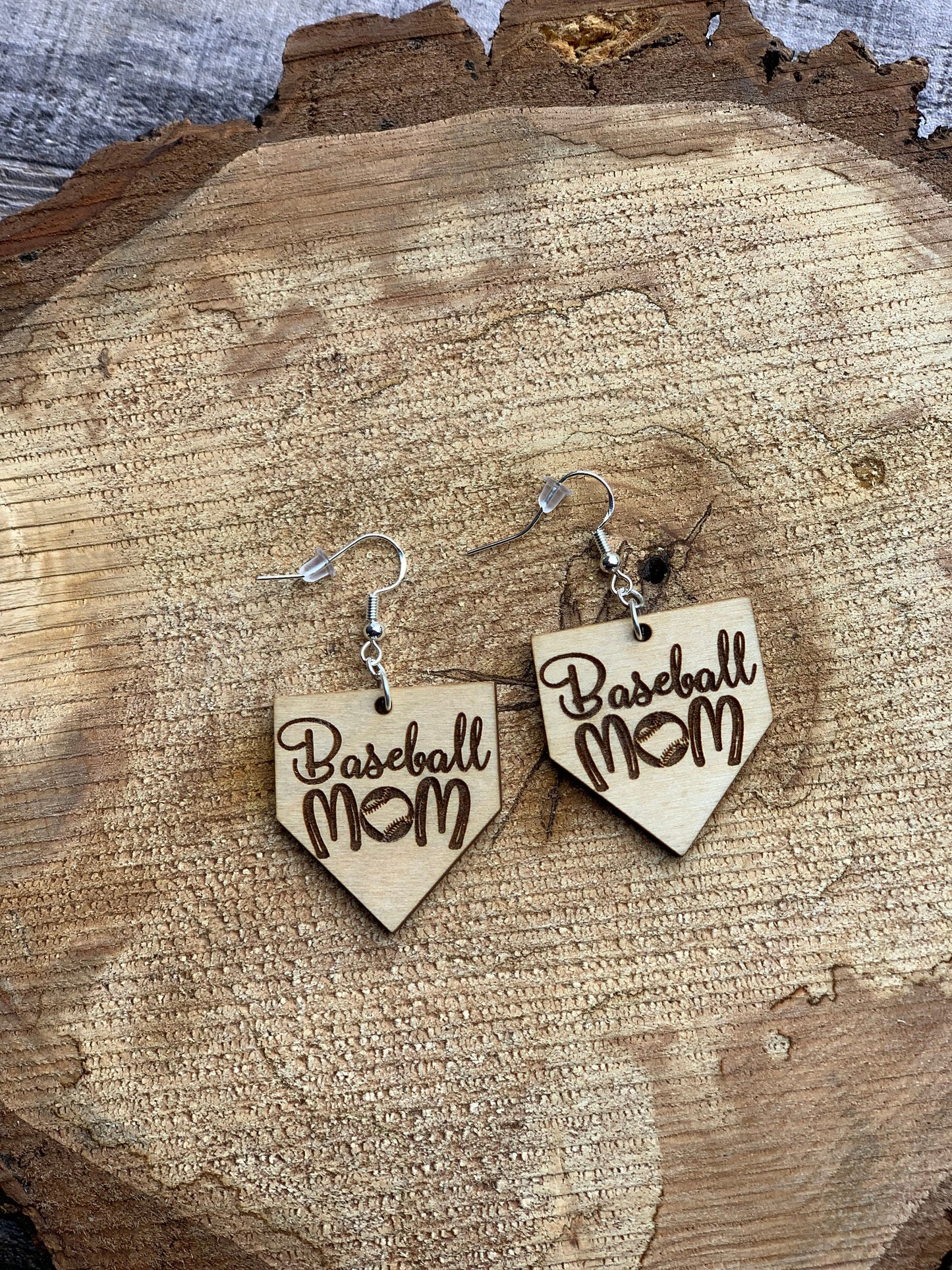 Baseball Wooden Earrings