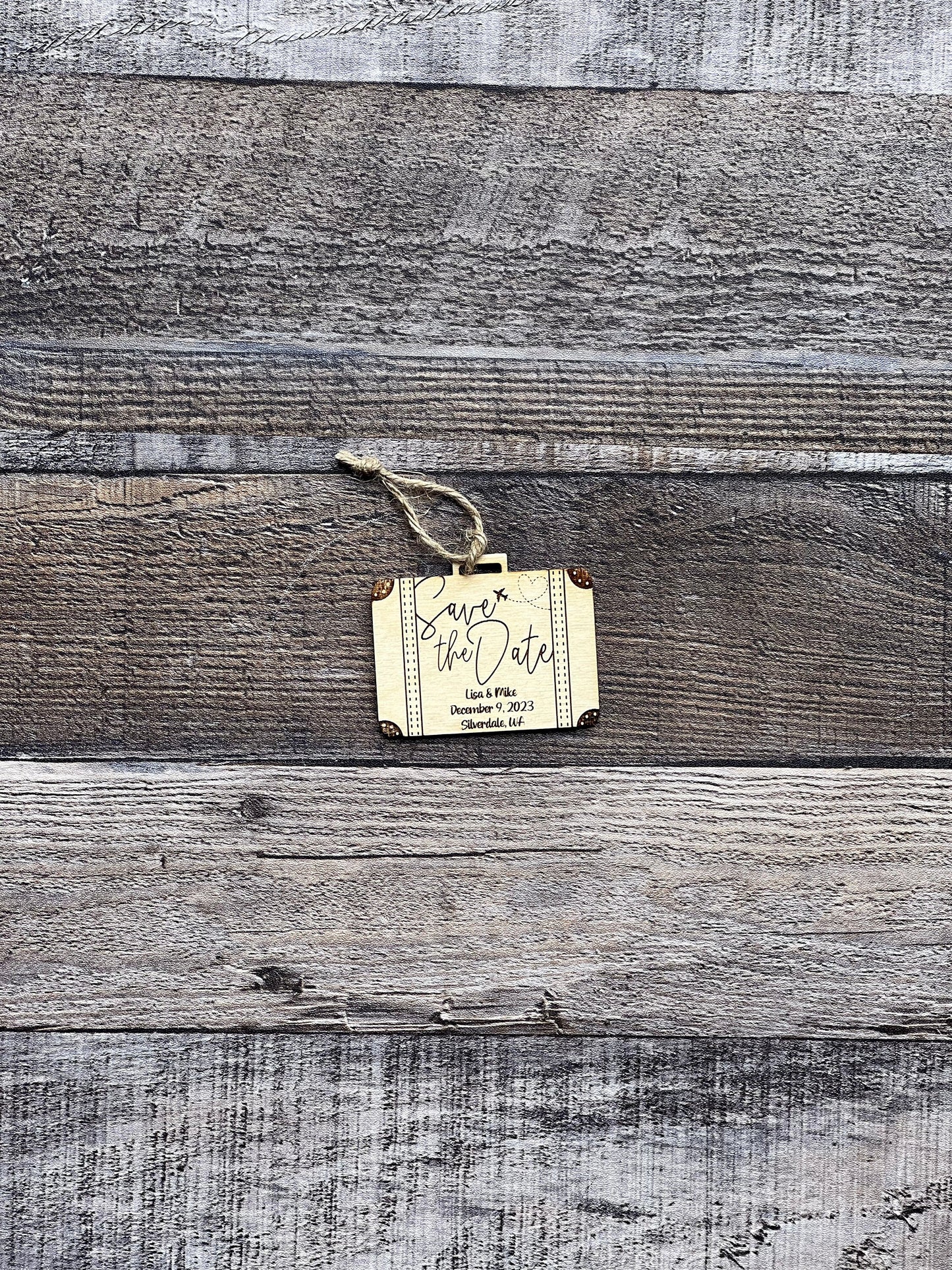 Suitcase Save The Date Wedding Invitation Mini Ornaments