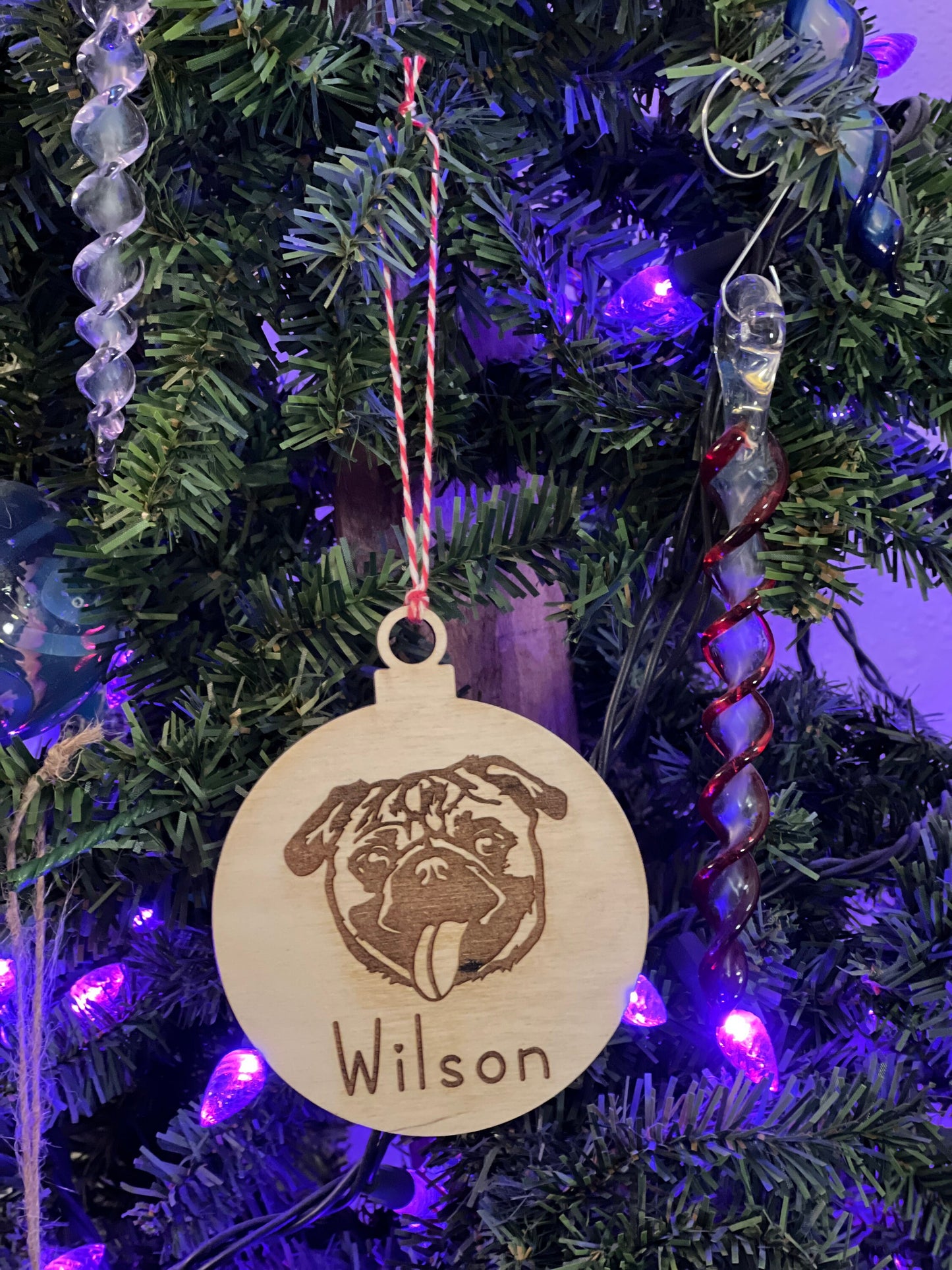 Pug Personalized Christmas Ornaments