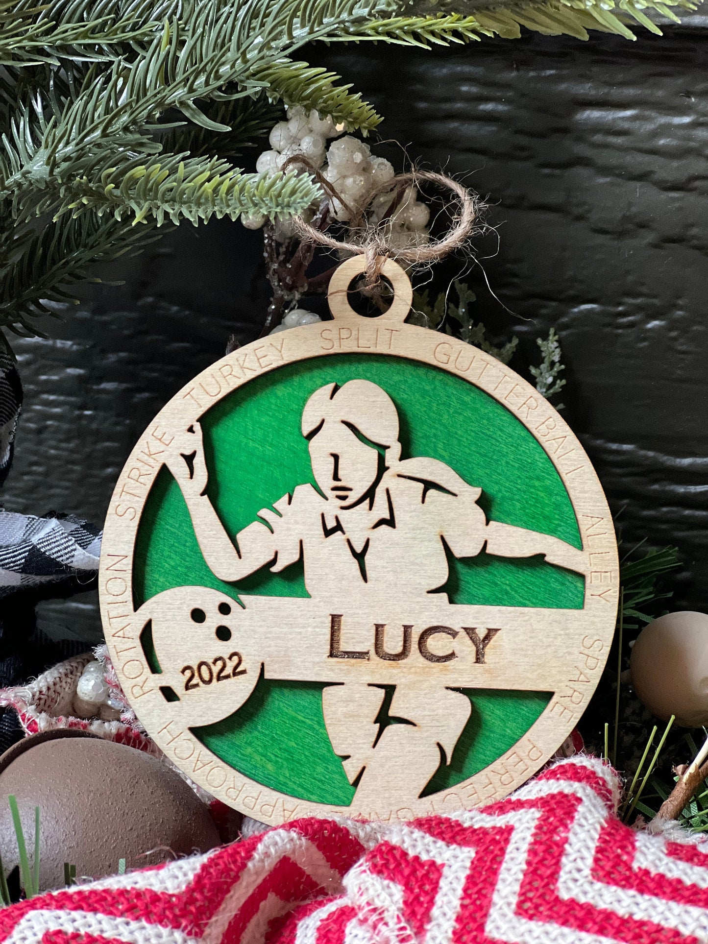 Bowling Christmas Ornament Personalized