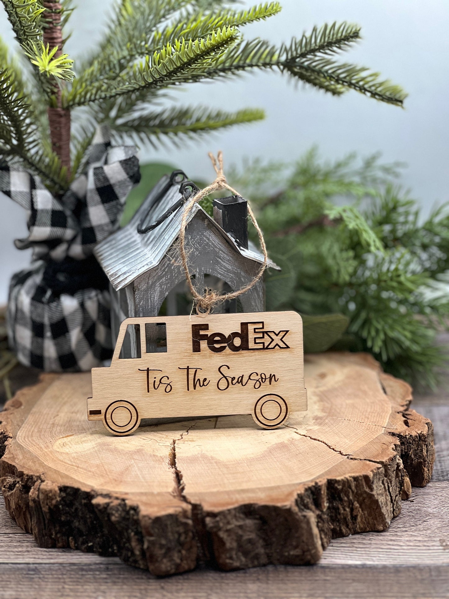 FedEx, Amazon Delivery, and UPS Christmas Ornament