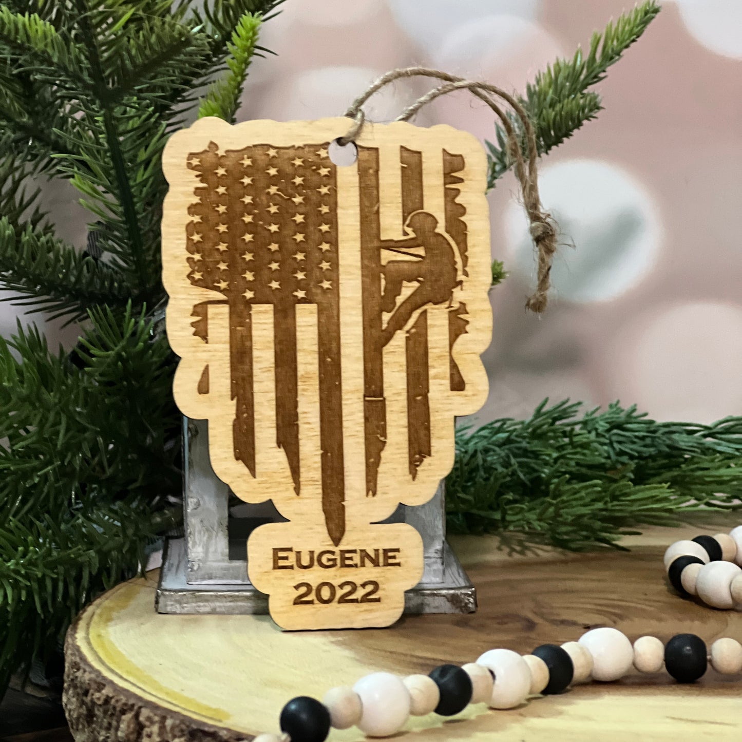 Personalized Lineman Christmas Ornament