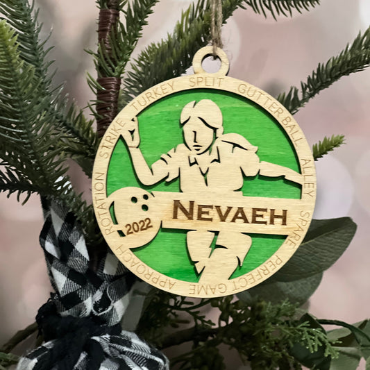 Bowling Christmas Ornament Personalized