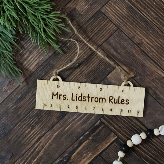 Teacher Ruler Christmas Ornament