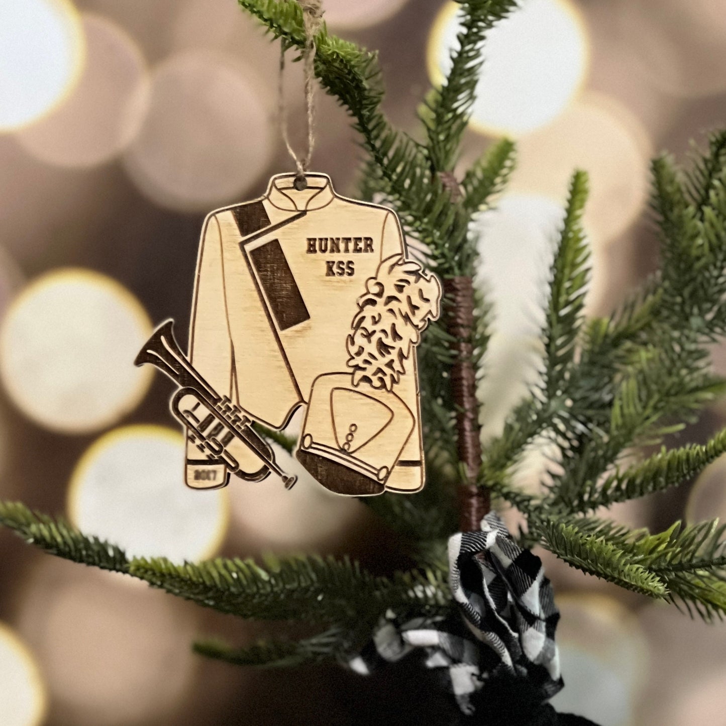 Personalized Trumpet Wood Christmas Ornament